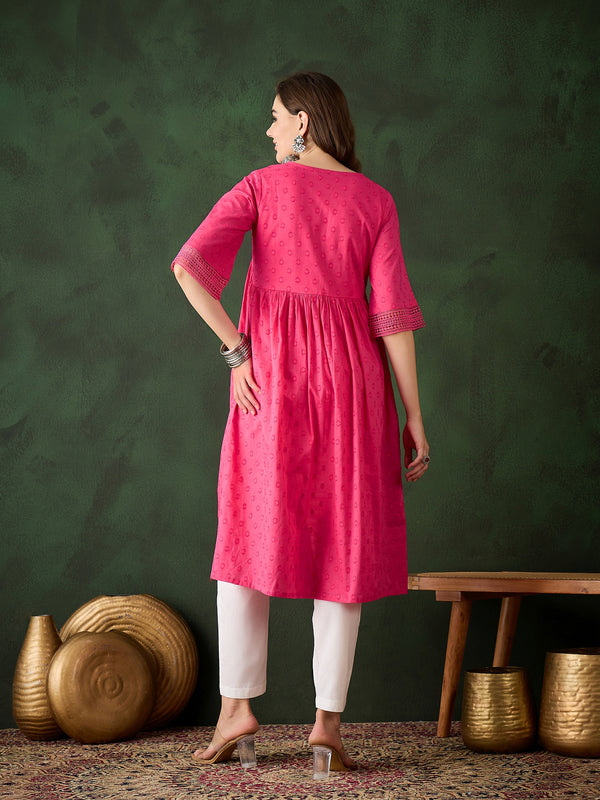 Printed Pure Cotton A-Line Kurtas