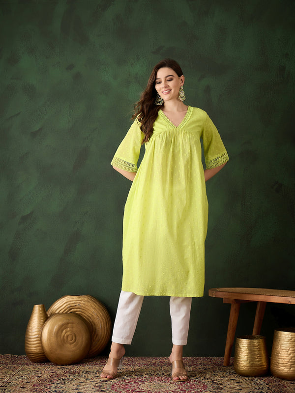 Pure Cotton A-Line Flared Kurta