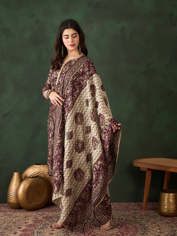 Ethnic Motifs Printed Kurta With Palazzo & Dupatta