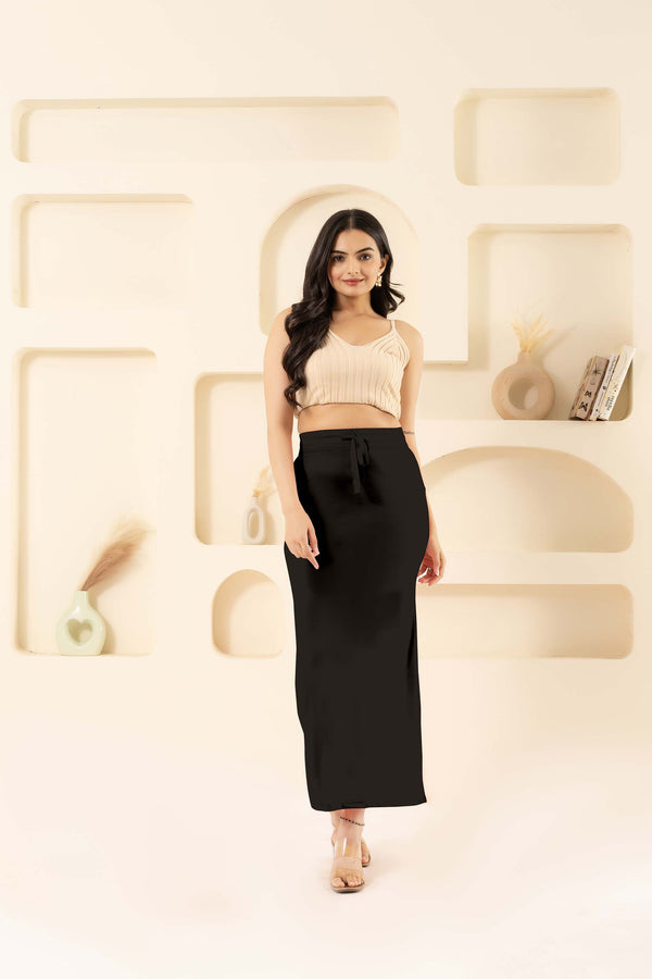 Black - Stretchy Satin Saree Shapewear