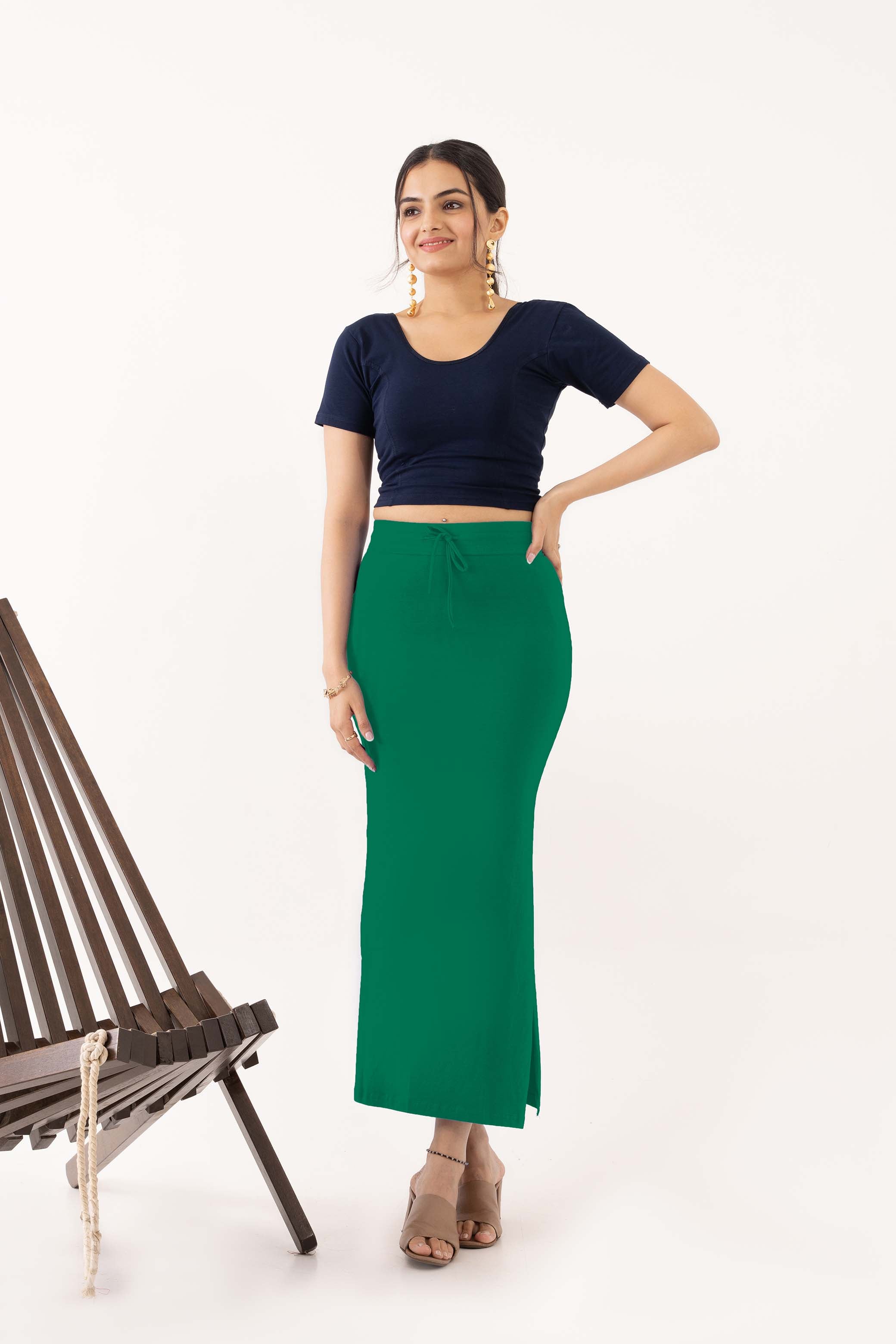 BASIL GREEN - Stretchy Cotton Saree Shapewear