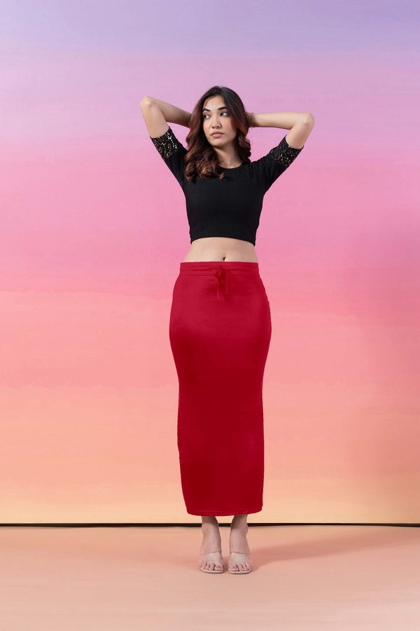 Sindoor Red - Stretchy Satin Saree Shapewear