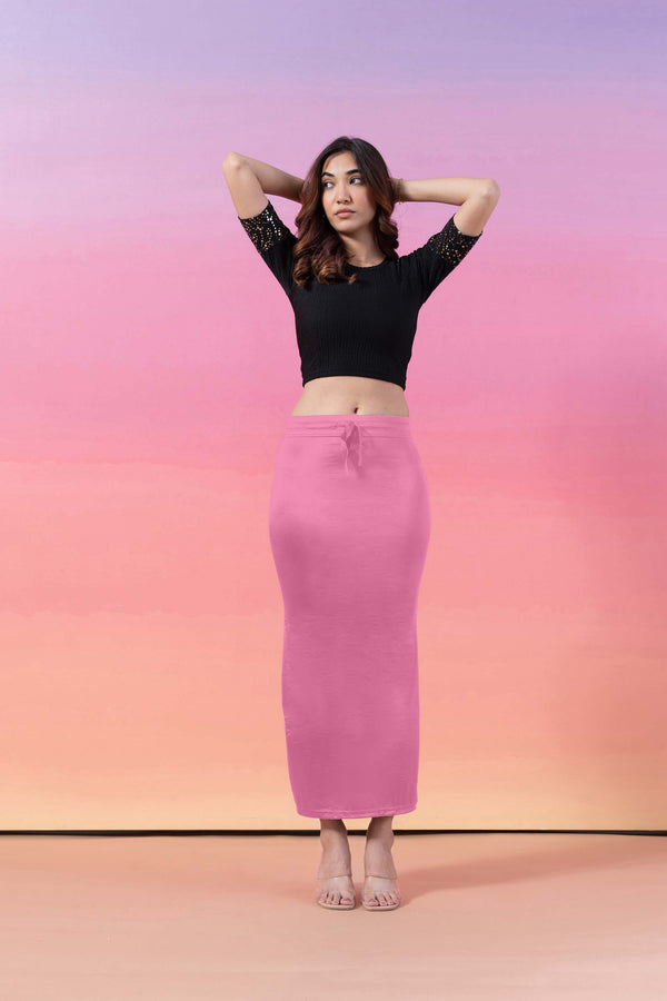 Frost Pink - Stretchy Satin Saree Shapewear